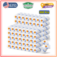 300 Pcs 4 Inch Mini Paint Roller Cover 1/2" Nap Microfiber Roller Covers, Sma...