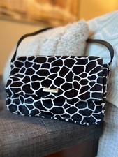 Nine West Black and White Animal Print With Red Lining Handbag Shoulder Bag EUC