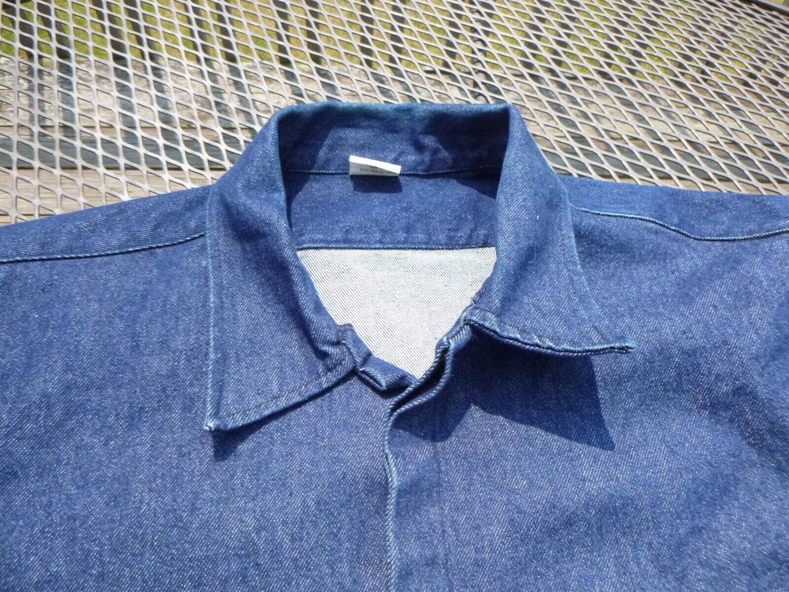 Vtg Heavy Cotton Denim Shirt Jacket Sz 48 Made in… - image 2