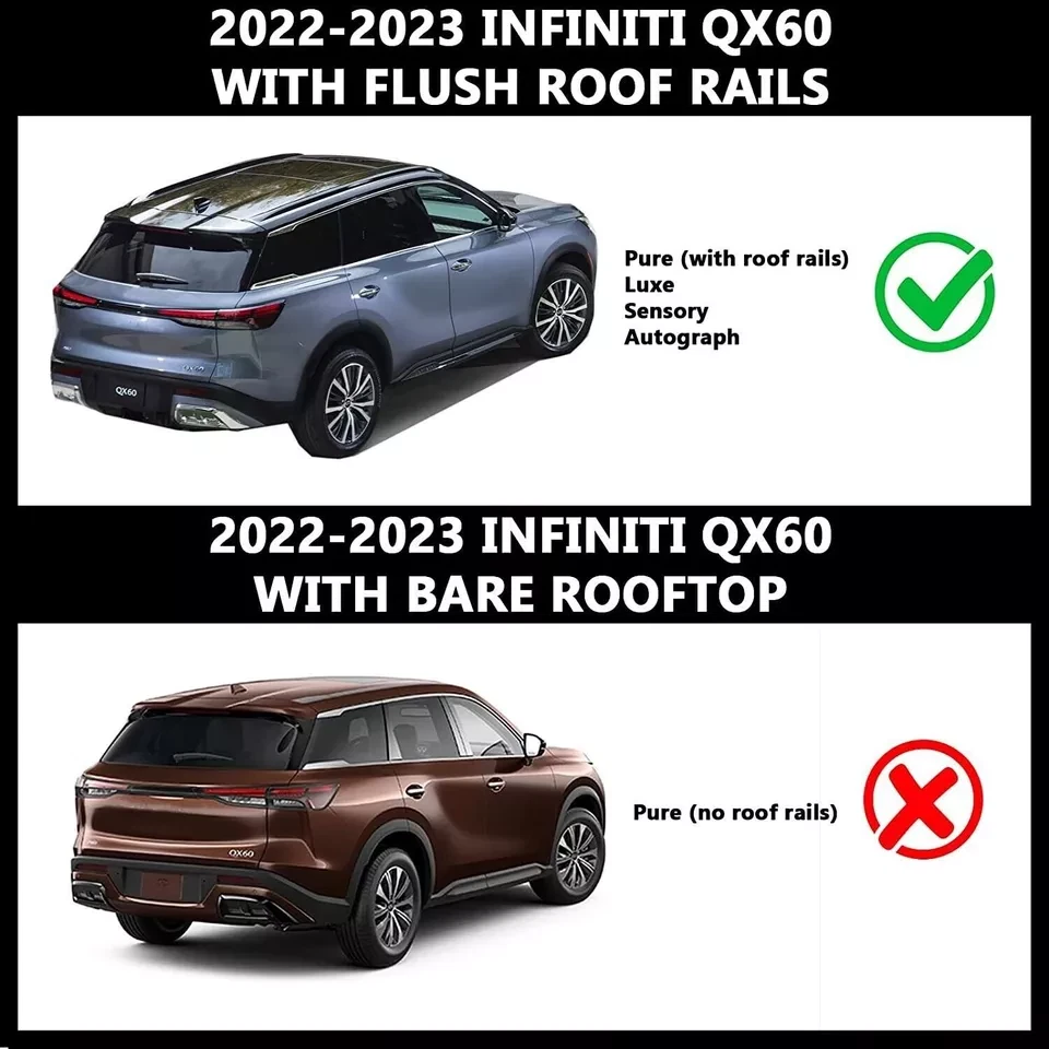 2pcs Black Crossbar Roof Rack Cross Bar for Infiniti QX60 2022-2025 accessories - Image 4 of 4