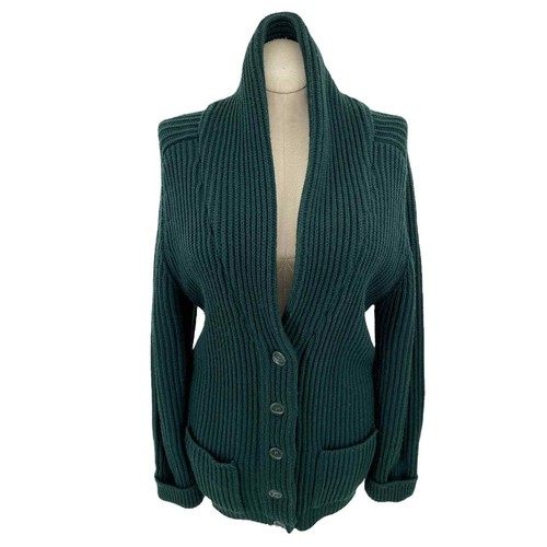 Vintage 70s Green Cardigan Sweater Vneck with Pockets Buttons Sears Size S M - Picture 12 of 14