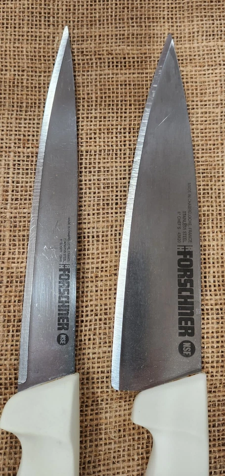 Conjunto de facas de cozinha vintage Researcher alças brancas feitas na França - Imagem 3 de 4