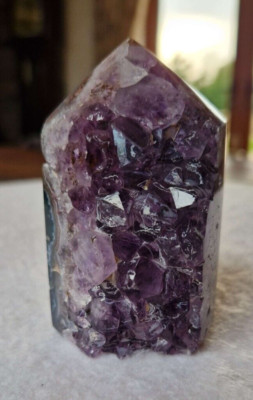 Premium Amethyst Quarz lila Druzy Side Point 31 Kristall Turm 285g