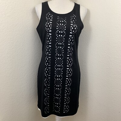Wish Women's Size Large Black White Cutout Dress Sheath Short