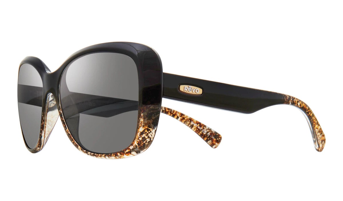 Revo Sunglasses Devin RE1055 01GY Black Amber Polarized Lens 56mm Revo POLARIZED Sunglasses w/Case RE 1055 01 DEVIN Black  main image 2