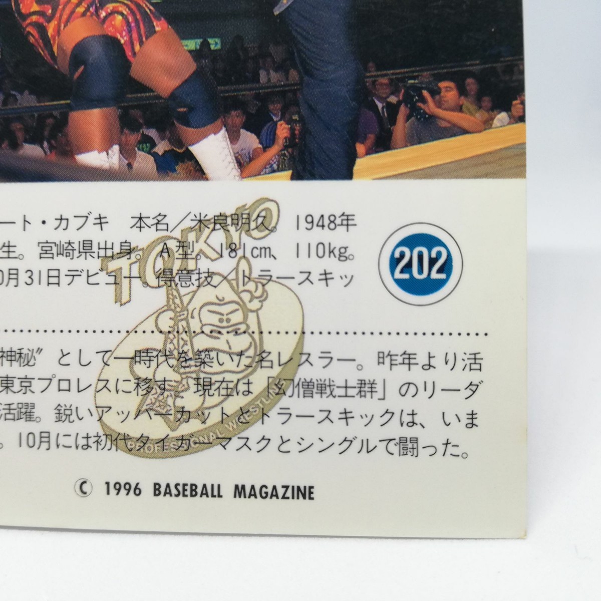 202 THE GREAT KABUKI TOKYO JAPAN PRO WREITLING CARD BBM96 1996