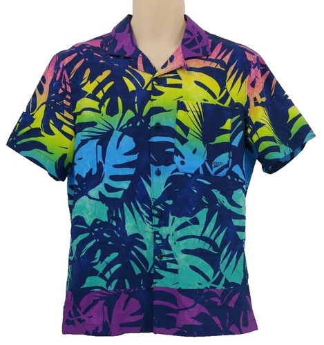 T-shirt Vintage Speedo 2004 – Bleu Marine, Taille XL, Motif Fleurs Et Coucher De Soleil
