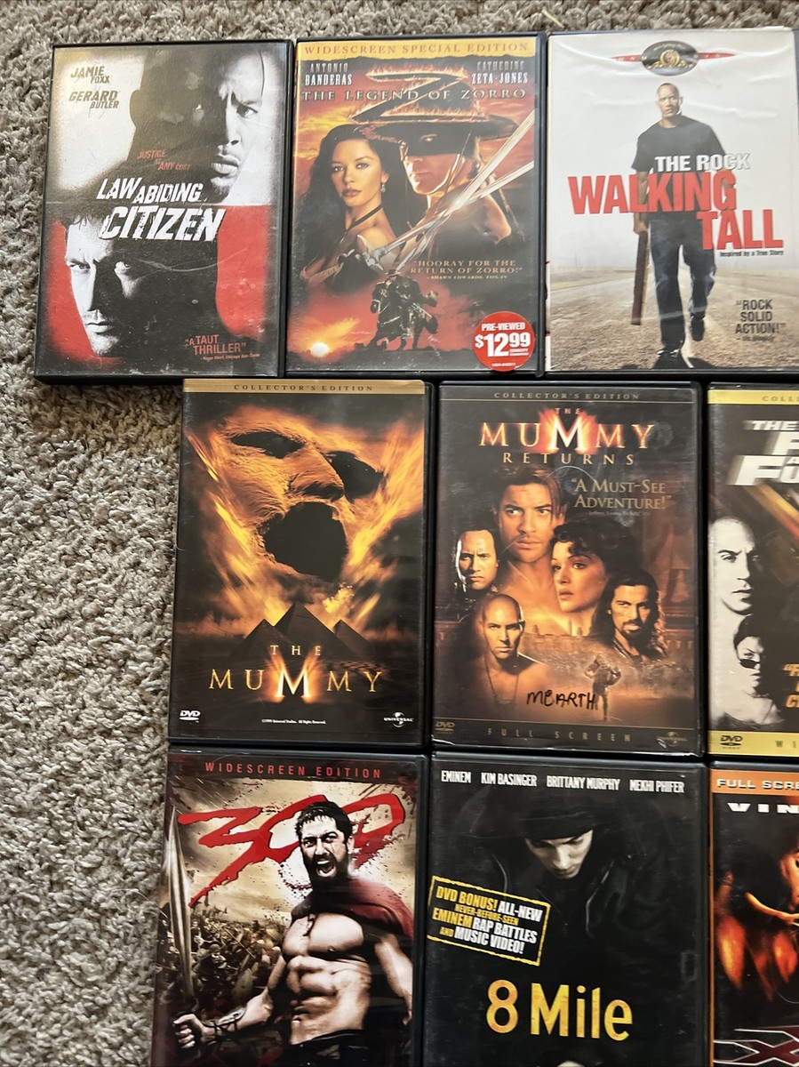 12 Dvds The Mummy 300 Xxx 8 Mile Fast And The Furious Zorro The