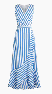 j crew striped ruffle maxi dress