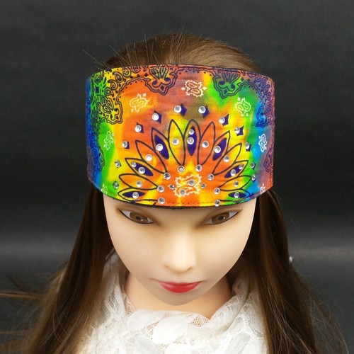 Tie Dye Headband Biker Bandana Rhinestone Chop Top Doo Wrap Do Rag Headwrap - Picture 5 of 11
