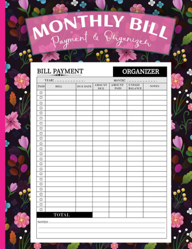 Monthly Bill Payment Organizer: Monthly Bill Planner and Organizer | 8,5" X 11"