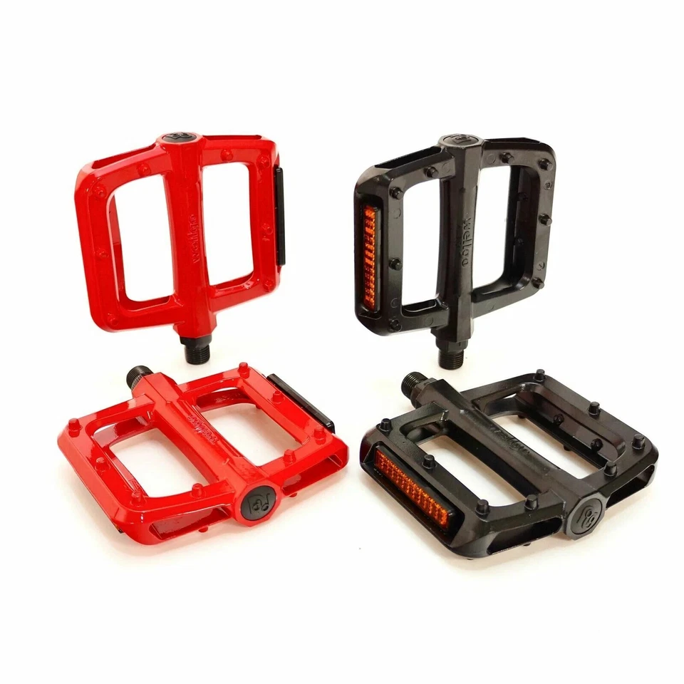 Wellgo 9/16" Plataforma Grande Montaña MTB Descenso DH Bicicleta BMX Pedal Negro Rojo Foto 2 de 4