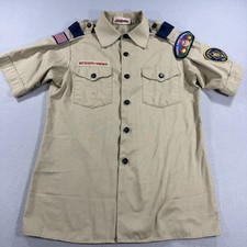 Boy Scouts Of America Youth Large BSA Uniform Shirt USA Made Cub Scout Patches