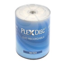 PlexDisc DVD-R 4.7GB 16X White Inkjet Hub Printable  100 Pack Shrink Wrap N...
