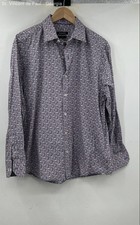 Bugatchi Floral Long Sleeve Button Down Dress Shirt Men's 16.5 Shaped Fit