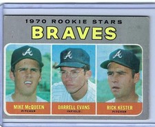 DARRELL EVANS KESTER MCQUEEN 1970 TOPPS ROOKIE BASEBALL CARD # 621. rookie card picture