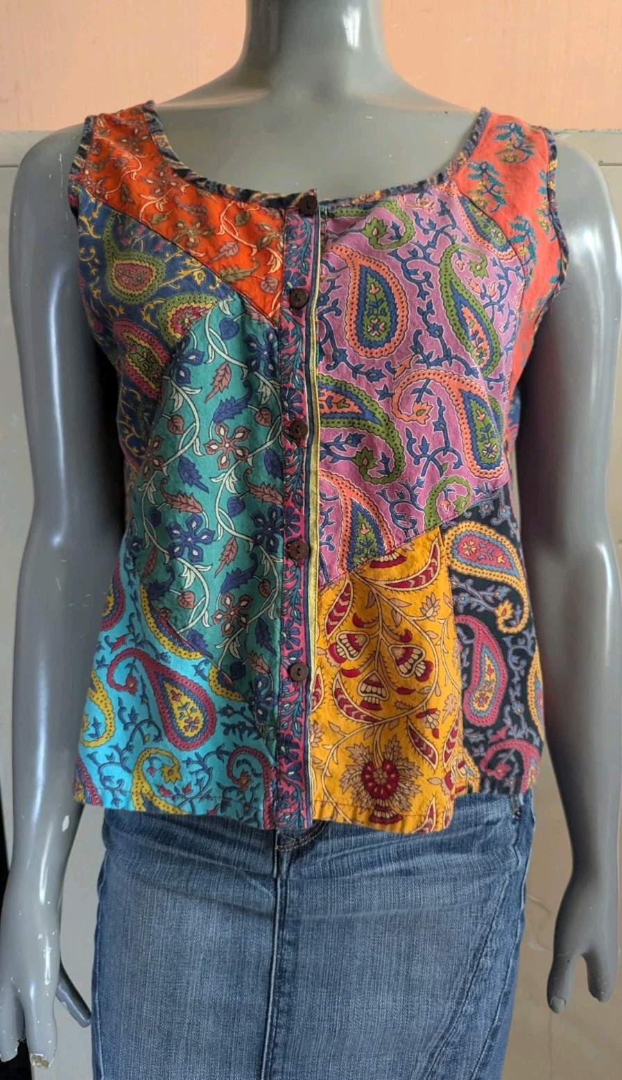 Sacred Threads Small Paisley Patchwork Cotton Sle… - image 1