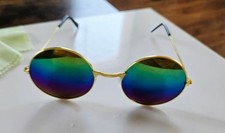 Rainbow Retro Round Vintage Hippie Sunglasses Festival Rave Costume Party Shades