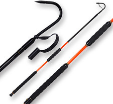 Fishing Gaff with Stainless Steel Hook Fiberglass Pole Non-Slip Grip Handle Hook