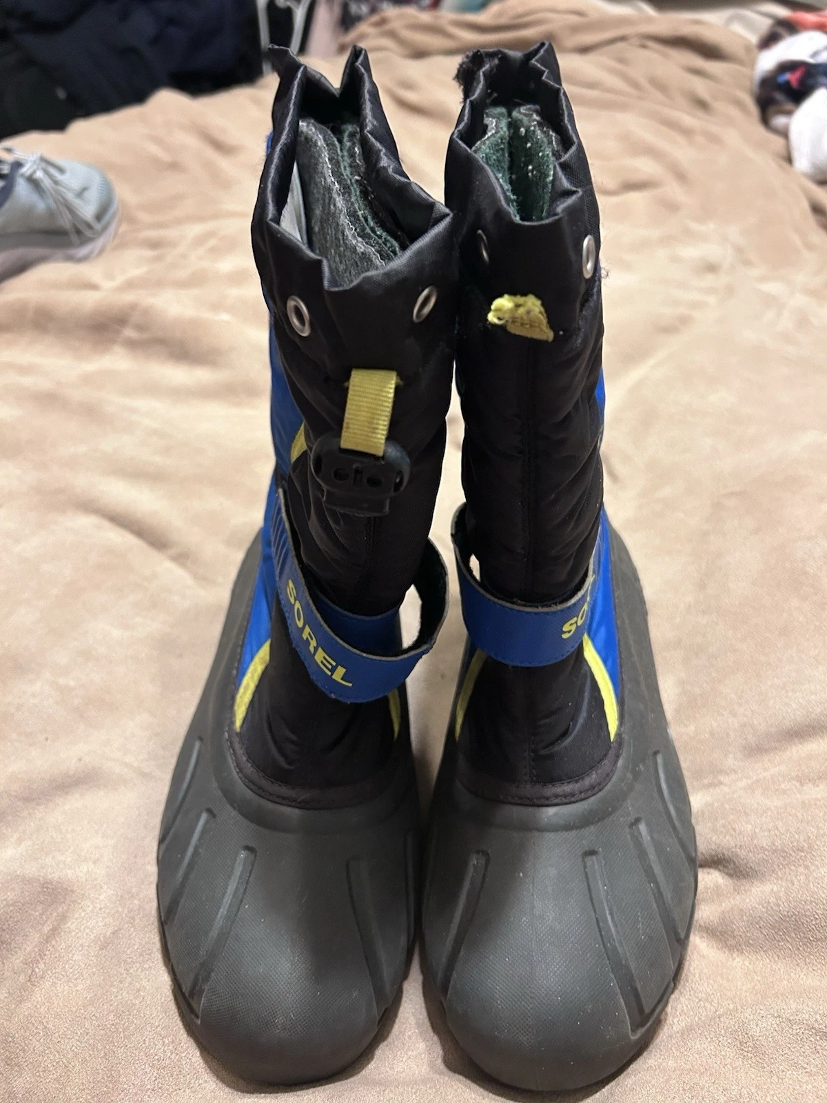 Sorel Men 7 EU 39 Black Blue Snow Winter Boots Insulated Waterproof Bungee