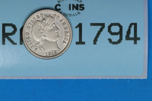 1916 10C LIBERTY HEAD BARBER SILVER DIME Early US Type RAW-1794