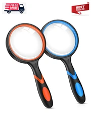 2PCS Upgrade 10X Magnifying Glass, Large Handheld Magnifier Magnafying. Glasses