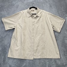 Cafe Luna Mens Shirt XXL Beige Floral Leaf Ha...
