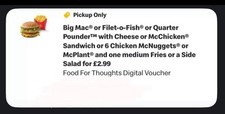 3x 2.99 McDonalds Medium Meal Vouchers