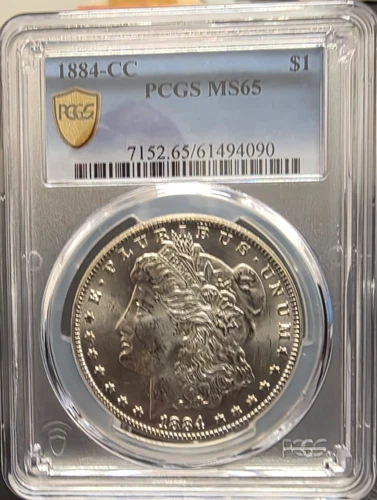 1884-CC $1 MS65 Morgan Dollar - PCGS Gold Shield - Carson City Gem Silver Coin