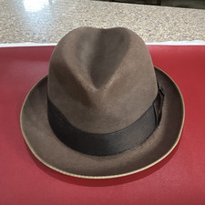 Adam Men s Solid Fedora Hat - Brown with Black Band, Size M