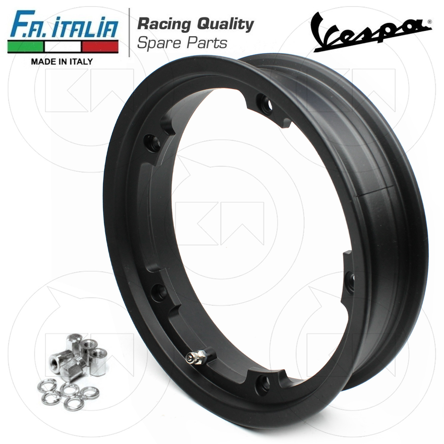 KIT 2 CERCHI IN LEGA RIBASSATI TUBELESS NERO VESPA 50 SPECIAL (V5B3T) foto 4