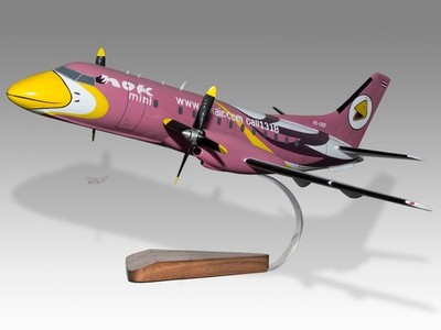 Saab 340B Nok Mini Solid Mahogany Wood Handmade Desktop Airplane Model