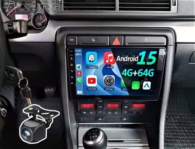 Kamera Carplay 4+64G Android 15 Autoradio GPS Navi WiFi Für Audi A4 8E 8H B6 B7