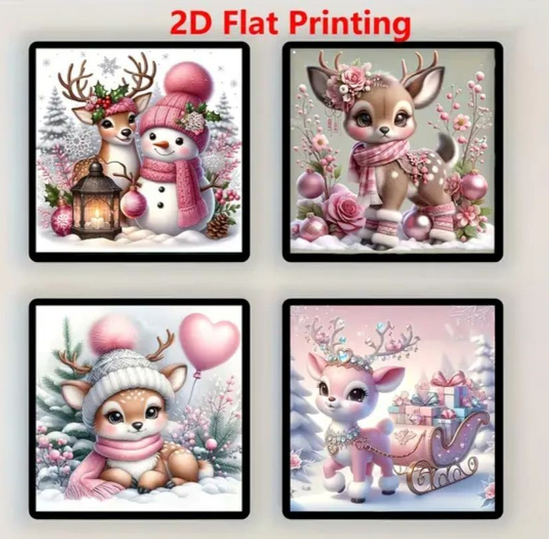 LOT OF 4 Reindeer-Snowman-Full Drill-Diamond Painting Kit-CHRISTMAS KEEPSAKE