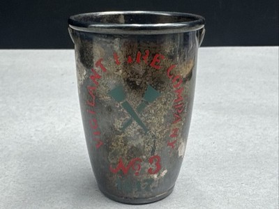 Antique Silverplate Vigilant Fire Company No 3 FIRE BUCKET Jigger GORHAM 3 oz