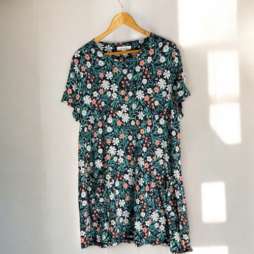 Seasalt Cornwall Killow Tunika UK 18 Blumen Baumwollmischung Kurzarm