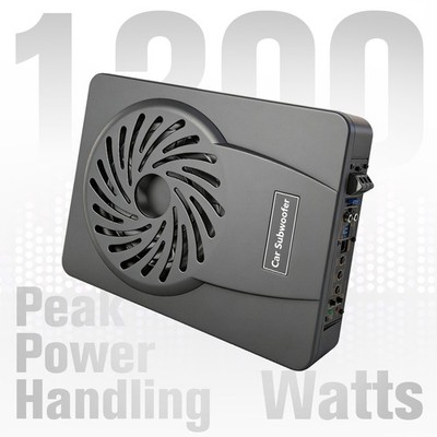 Under Seat Powered Subwoofer 1200W 2.6'' Slim Aluminum Alloy Body DSP 48 Band EQ