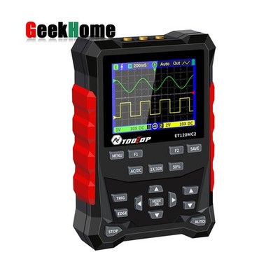 TOOLTOP ET120MC2 120MHz 500MS/S 2-CH Oscilloscope Signal Generator with 2 Probe