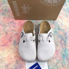 Birkenstock Boston Stussy Bone White Soft Footbed Suede Leather Clog EU 37-45