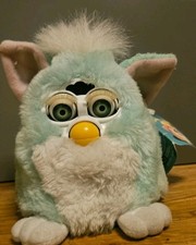 Vintage 1999 Furby Babies Mint Green White Tiger NOS 70-940 Works