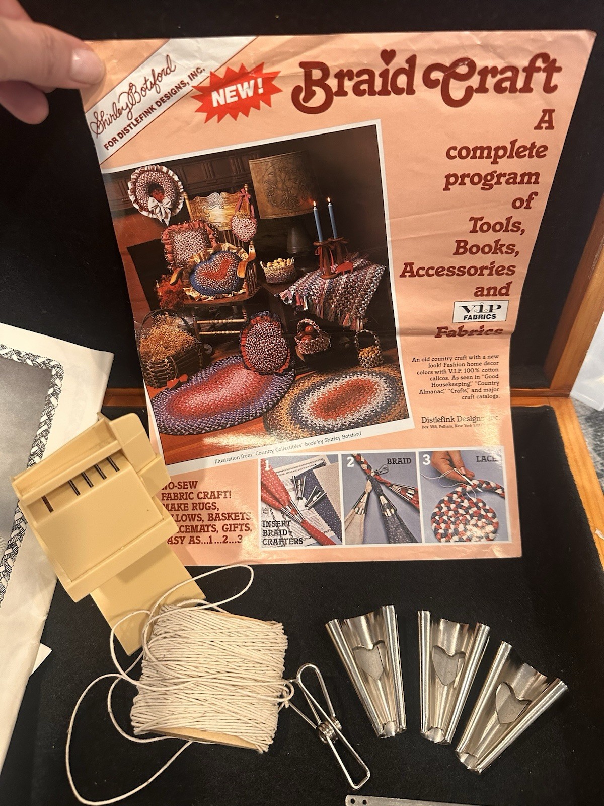 Shirley Botsford 1987 Braided Rug Braid Craft Kit With Strip-It Fabric Tool. 