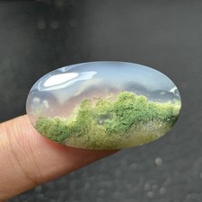 Scenic Moss Agate Cabochon 31x18x5.5mm High Quality 23.5 ct
