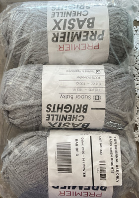 Premier Basix Chenille Brights Yarn-Pewter - 3 Pack