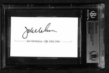 Jim McMahon Chicago Bears QB SB XX Champ Signed Cut Beckett