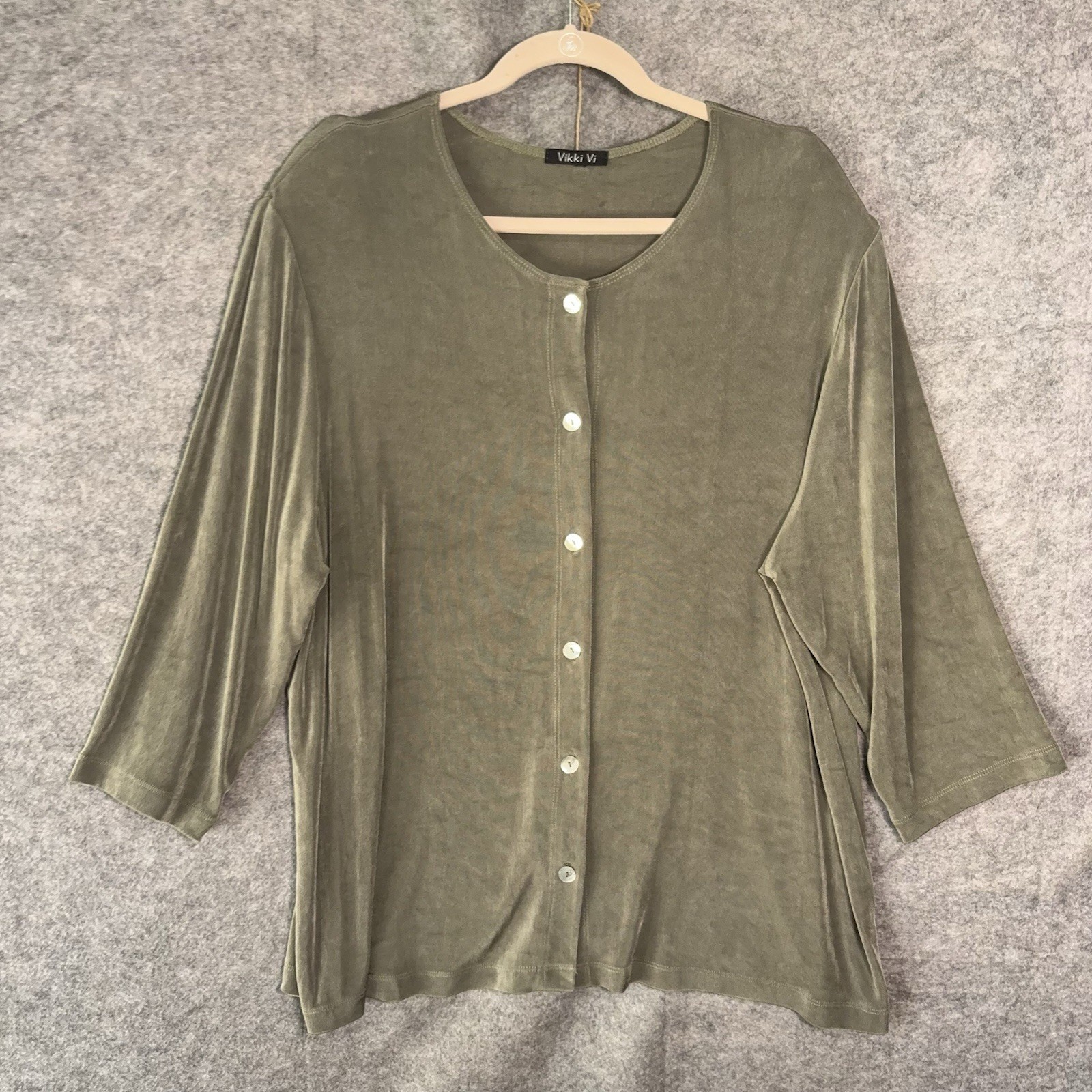 Vikki Vi Cardigan Top Womens 2X Green Brown Slinky Stretch - BUNDLE OF 3 image 5