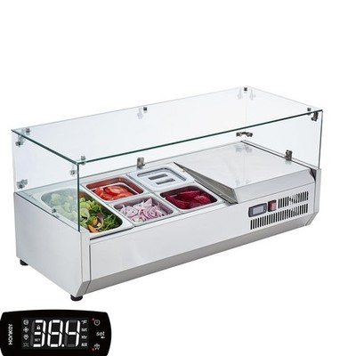 Refrigerated Prep Table Countertop Prep Stainless Steel 130W for Salad Sandwich