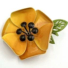 Vintage Orange Swirl Enamel Flower Brooch 1960s Large Costume Jewelry Pin