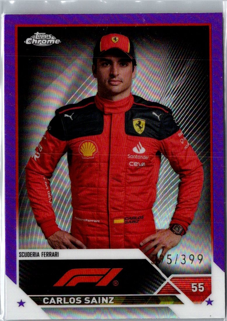 2023 Topps Chrome Formula 1 F1 Carlos Sainz Ferrari #17 Purple Refractor #/399