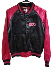 KISS Vintage Black Satin Jacket VTG Large Dragonfly Clothing Co