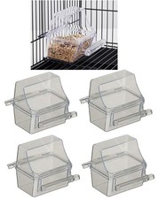 Lot of 4 Clear Transparent Bird Cage Birds Feeding  Watering Feeder Cups